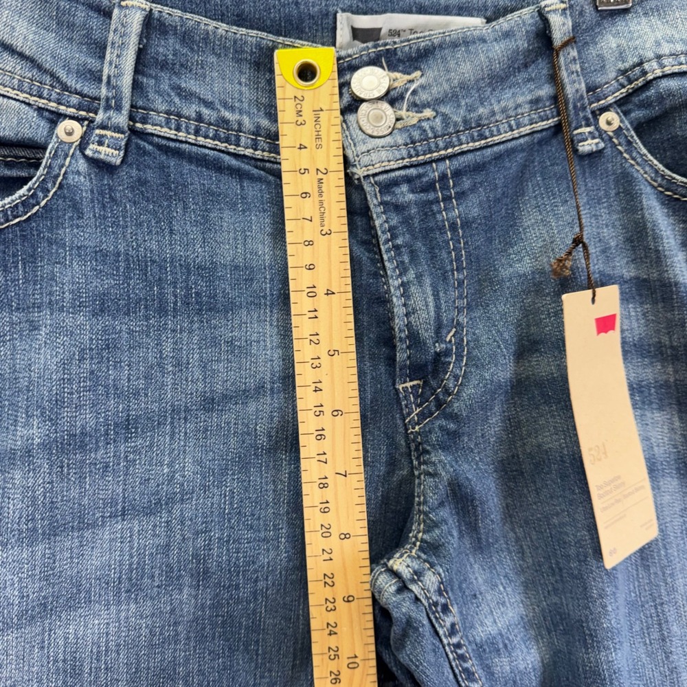 Levis 524 Too Superlow Bootcut Skinny Jeans Blue Denim Ultra Low Rise Size 6 NEW - Picture 8 of 9
